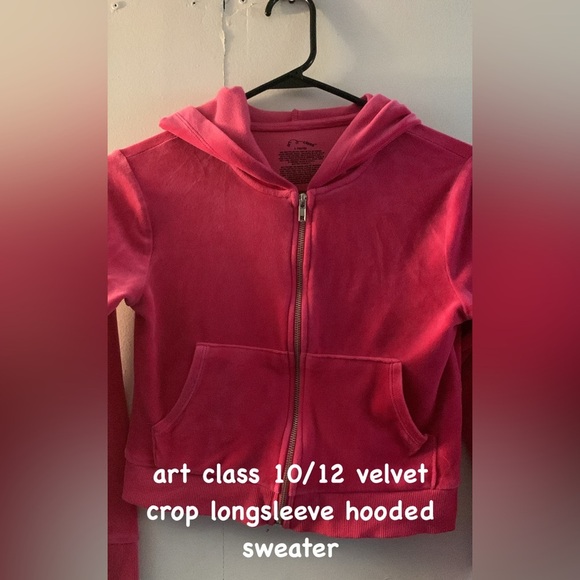 art class Pink Zip-Up Hoodie with Kangaroo Pocket and Soft Fleece Material - Picture 1 of 4